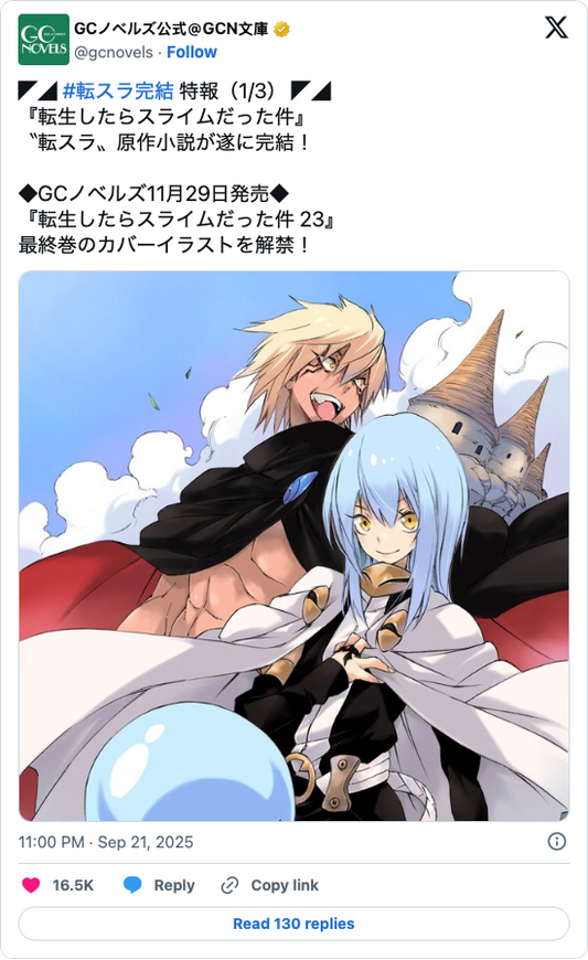 That Time I Got Reincarnated as a Slime Novels End in 23rd Volume