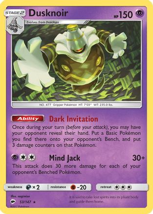 Dusknoir 053/147 - SM Burning Shadows Holofoil