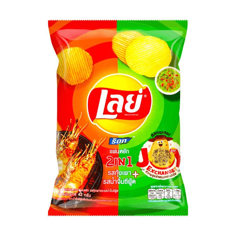 Lays 2-in-1 Mixed Potato Chips - Grilled Shrimp & Seafood, 1.4oz