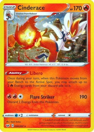 Cinderace (Cosmos Holo) 034/202 - Miscellaneous Cards & Products Holofoil