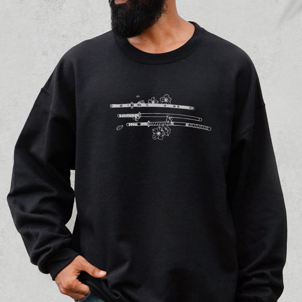 Zoro 3 Sword Style Unisex besticktes Premium Anime Crewneck Sweatshirt