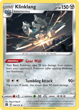 Klinklang 104/172 - SWSH09 Brilliant Stars Reverse Holofoil