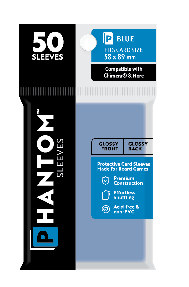 Phantom Sleeves: Blue Size (58mm x 89mm) 50 ct
