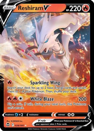 Reshiram V 024/195 - SWSH12 Silver Tempest Holofoil