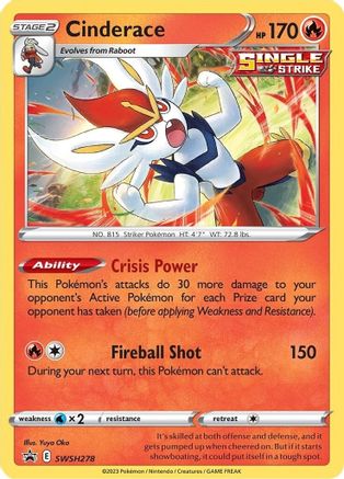 Cinderace SWSH278/307 - SWSH Sword & Shield Promo Cards Holofoil