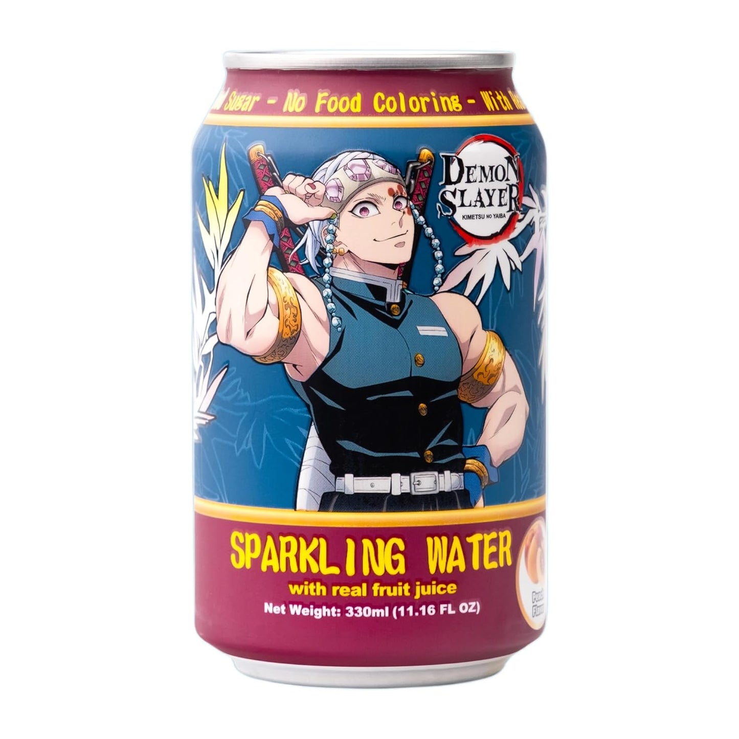 Demon Slayer Peach Sparkling Water – 11.16 fl oz (330 ml) Cans – Tengen Uzui Collectible Anime Drink (1 Can)