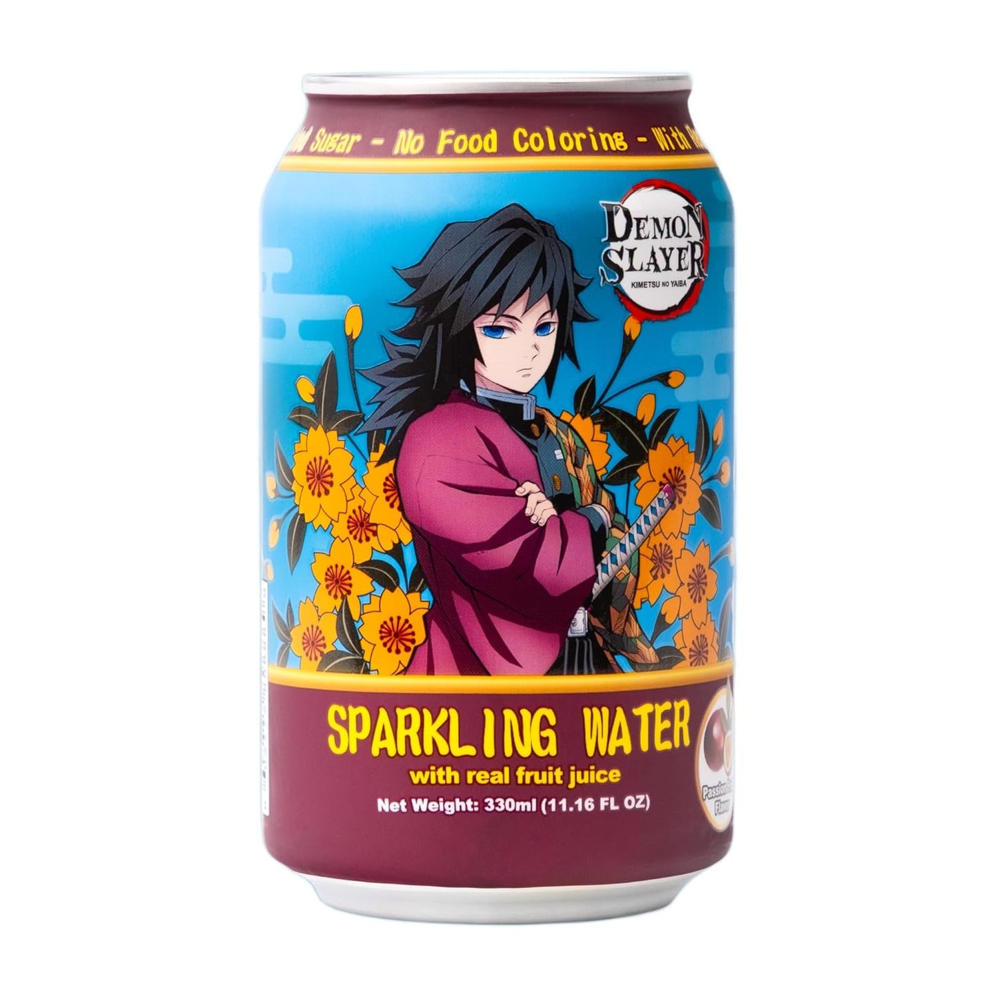 Demon Slayer Passion Fruit Sparkling Water – 11.16 fl oz (330 ml) Cans – Giyu Tomioka Collectible Anime Drink (1 Can)