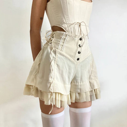 Cream Ruffle Shorts