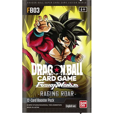 dragon ball super card game english game: RAGING ROAR- [FB03] Booster Pack (1 Booster Pack) Super Anime Store Of those 22 cards MTG Foundations Commander Decks Version:Series 1 Black Logo exchange_fee:500
