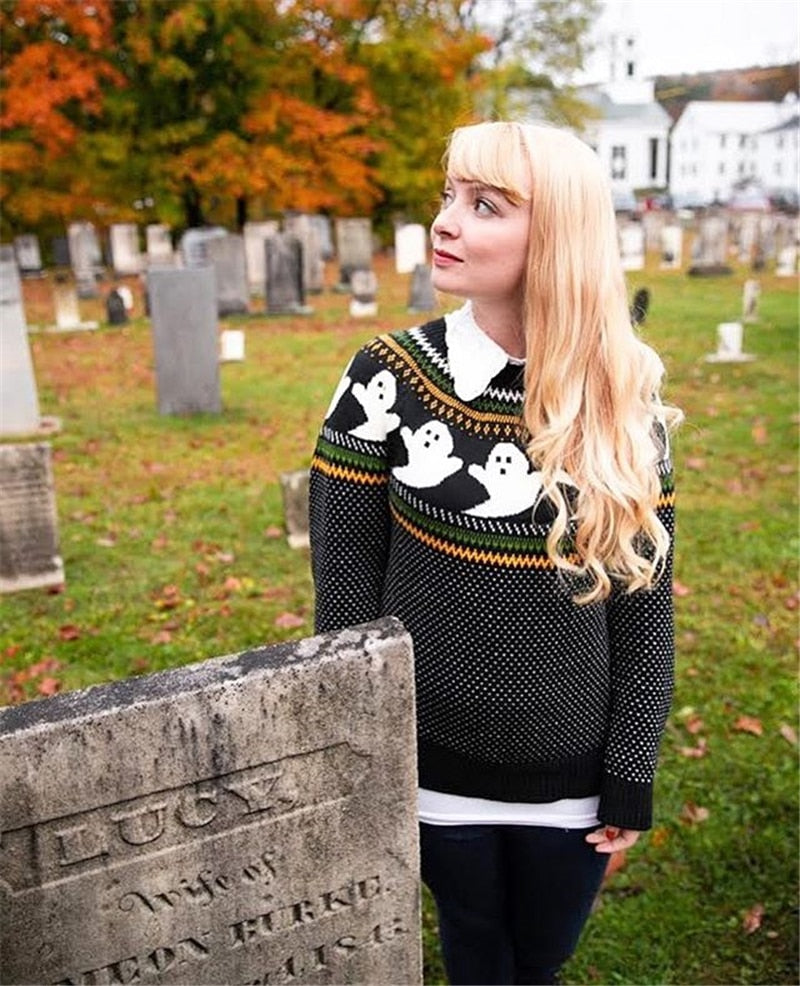 Strickpullover mit Geistermuster