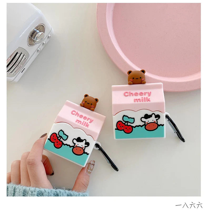 "Cheery" Cherry Milk Bear AirPods Case