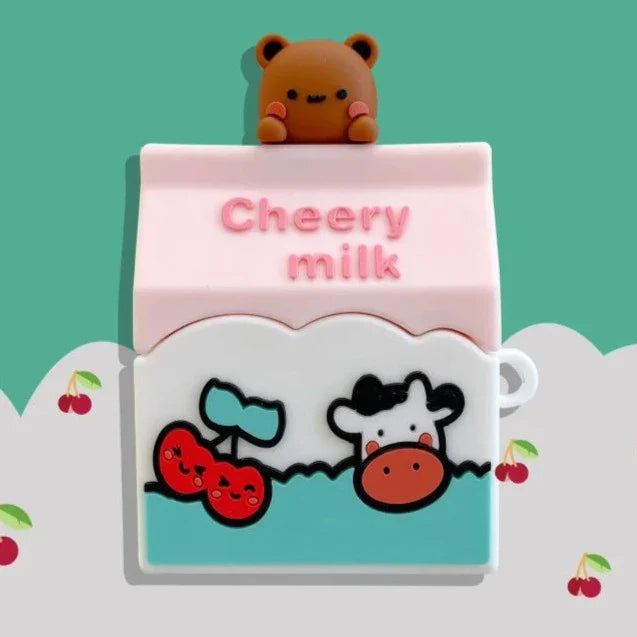 "Cheery" Cherry Milk Bear AirPods Case