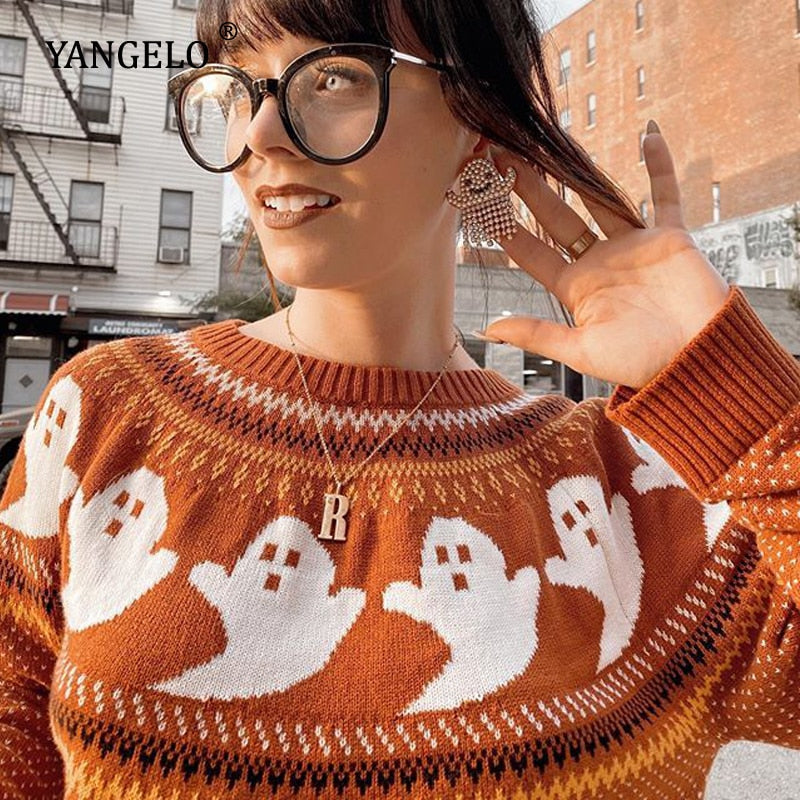 Strickpullover mit Geistermuster