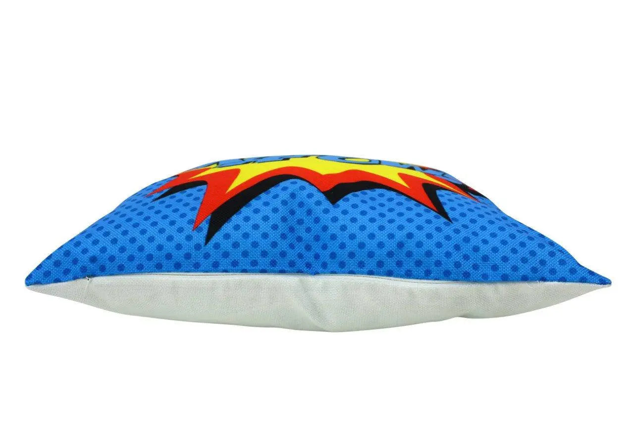 KAPOW | Blue | Anime | Fun Gifts | Pillow Cover | Home Decor | Throw Pillows | Happy Birthday | Kids Room | Bedroom Decor | Room Decor