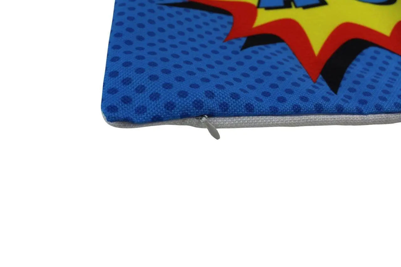 KAPOW | Blue | Anime | Fun Gifts | Pillow Cover | Home Decor | Throw Pillows | Happy Birthday | Kids Room | Bedroom Decor | Room Decor