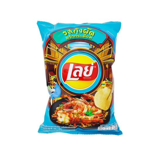 Lay's Kartoffelchips Gebratene Garnelen mit Chili- und Knoblauchgeschmack (Thailand)
