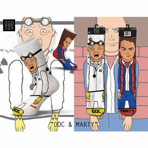 Back to the Future "Doc and Marty" Men's 360 Knit Mix-Match Socks (Size 6-13)