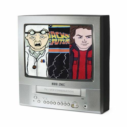 Back to the Future "Doc and Marty" Men's 360 Knit Mix-Match Socks (Size 6-13)