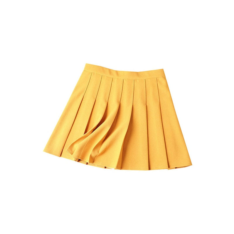 Yellow and Orange Pleated Skirts