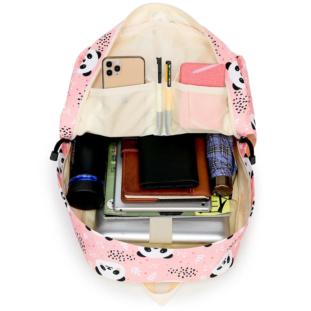 Rucksackset mit rosa Panda-Print