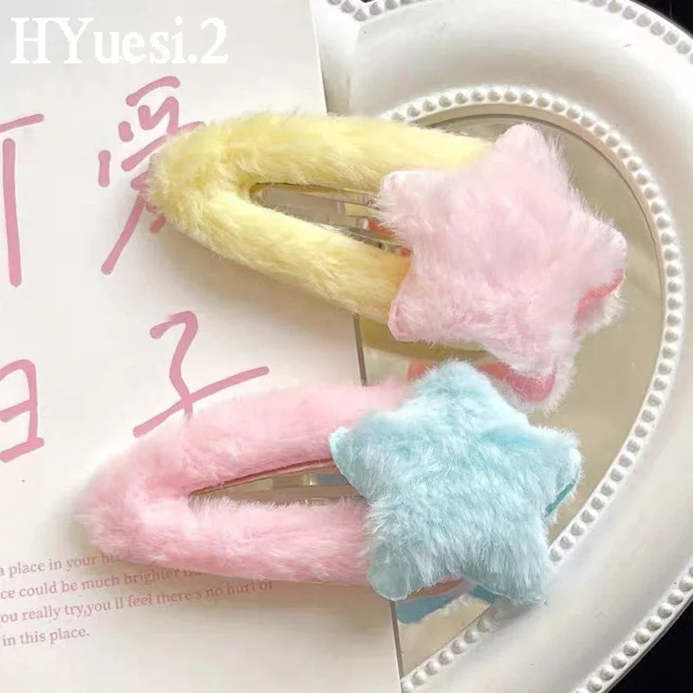 Plush Star Pastel Hair Clips