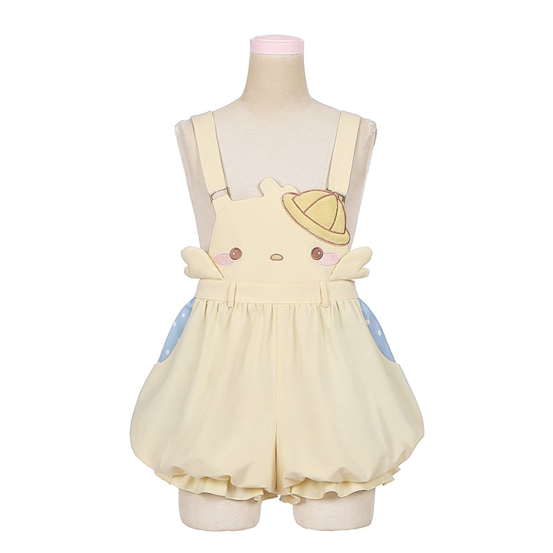 Baby-Overall-Shorts mit Küken-Stickerei
