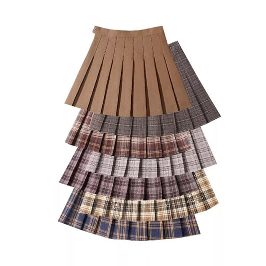 Brown Pleated Mini Skirts