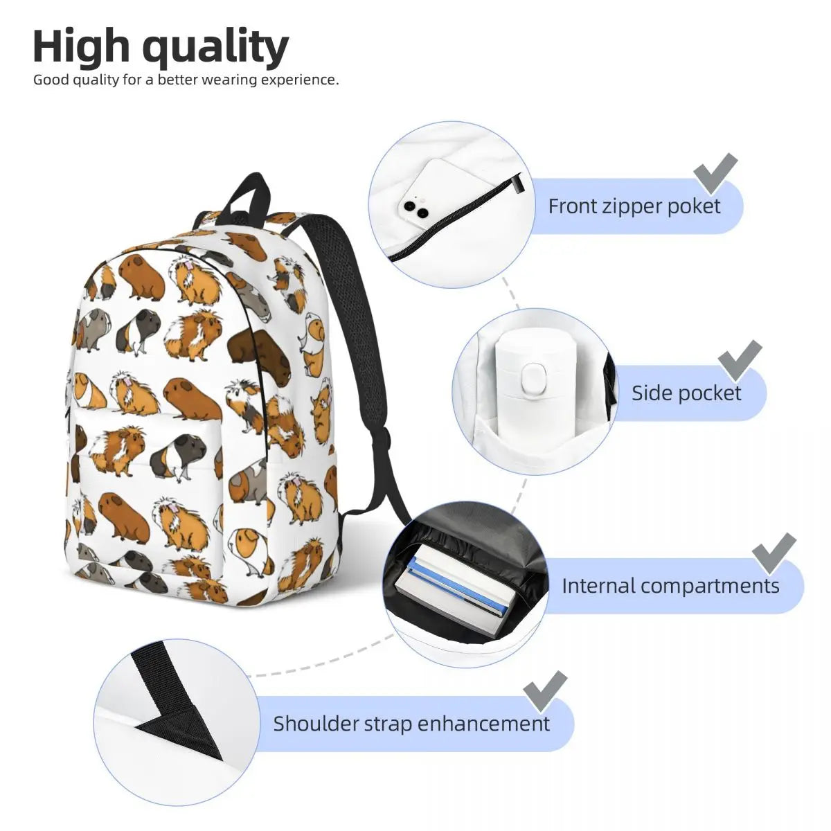 Rucksack mit Meerschweinchen-Print