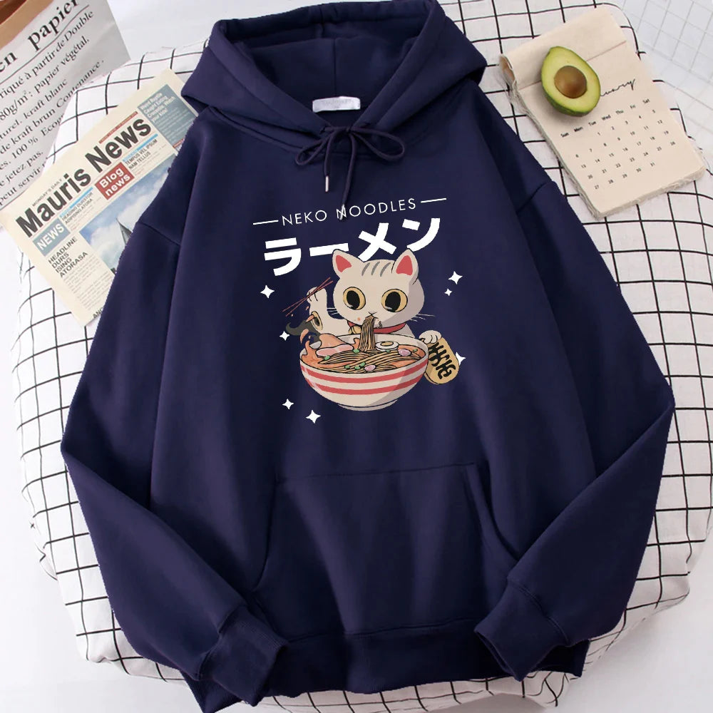 Harajuku Ramen Katzen Kapuzenpullover