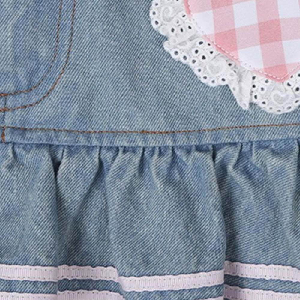 Rüschenrock aus Gingham und Denim