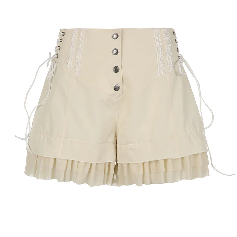 Cream Ruffle Shorts