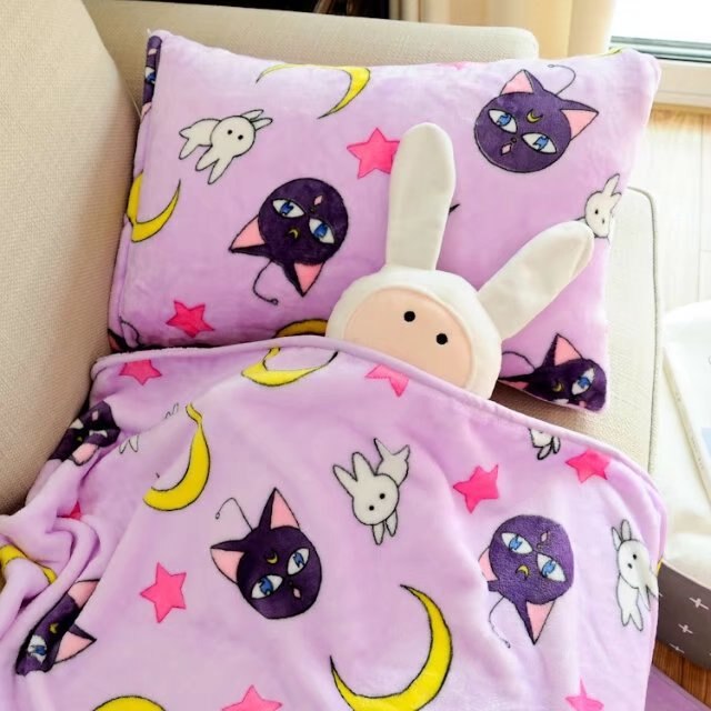 Moon Bunny Flanelldecke und Kissenbezug