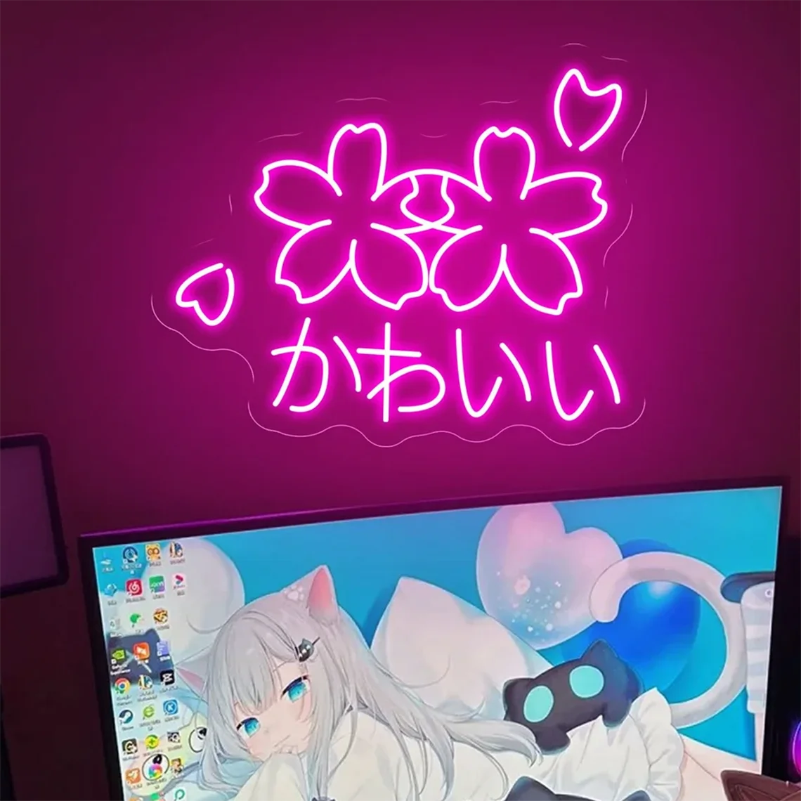 "Kawaii" Cherry Blossom Neon Sign