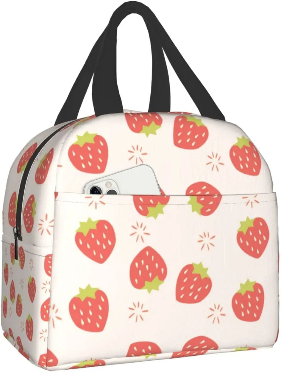 Isolierte Lunchtaschen mit Erdbeer-Print