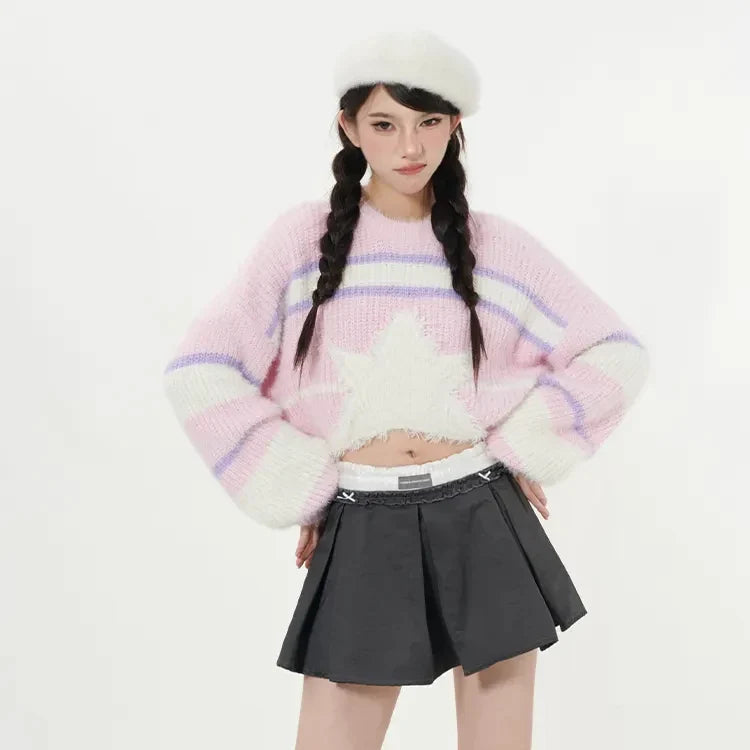 Pink Knit Star Sweater