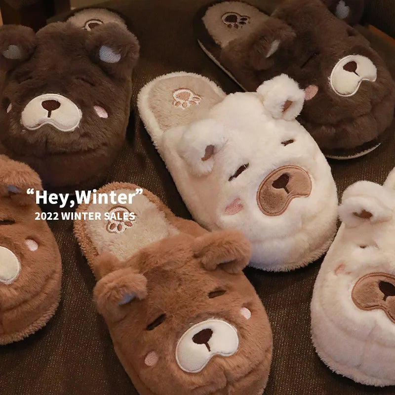 Flauschige Teddybär-Hausschuhe