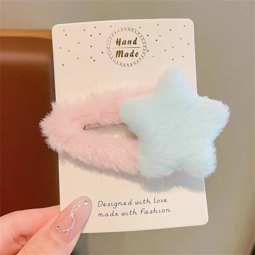 Plush Star Pastel Hair Clips