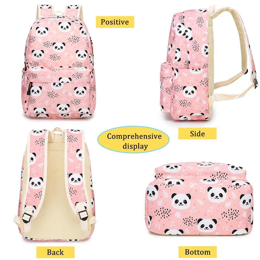 Rucksackset mit rosa Panda-Print