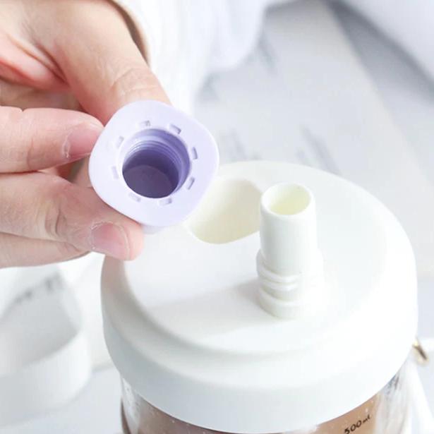 Katze Boba Glasflasche mit Strohhalm