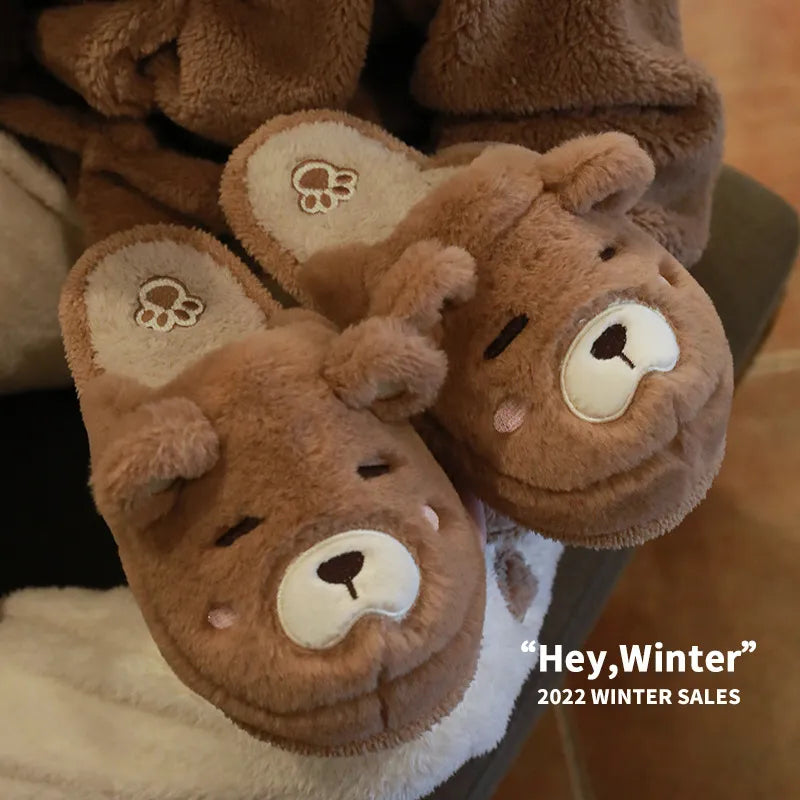 Flauschige Teddybär-Hausschuhe