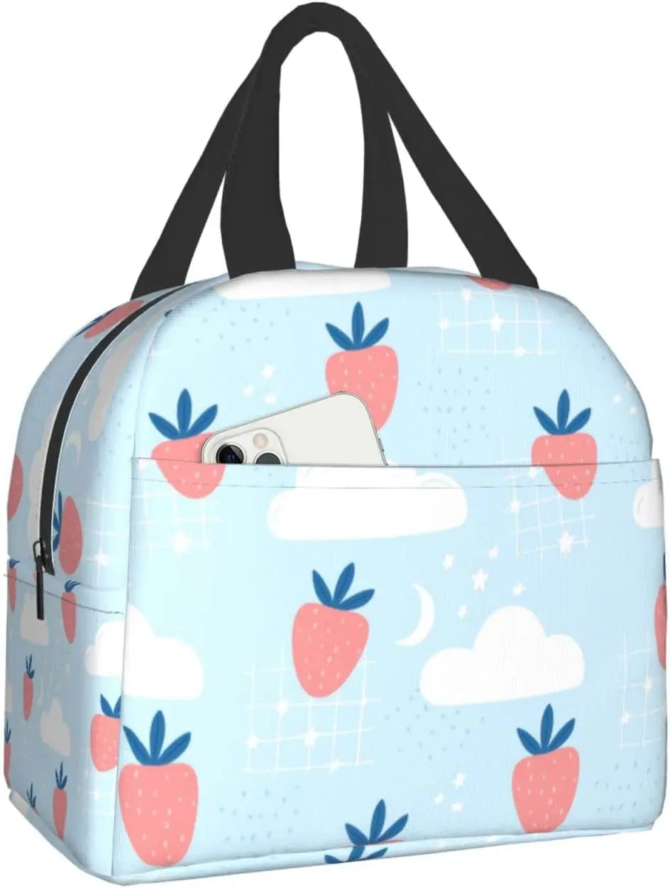 Isolierte Lunchtaschen mit Erdbeer-Print