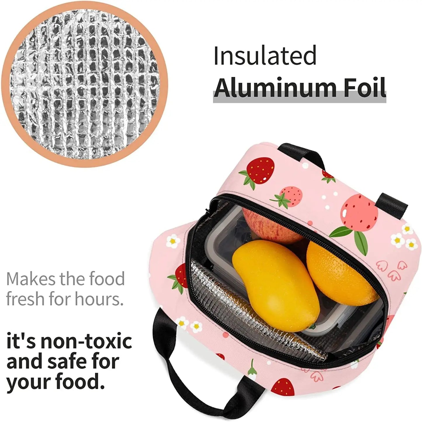 Isolierte Lunchtaschen mit Erdbeer-Print