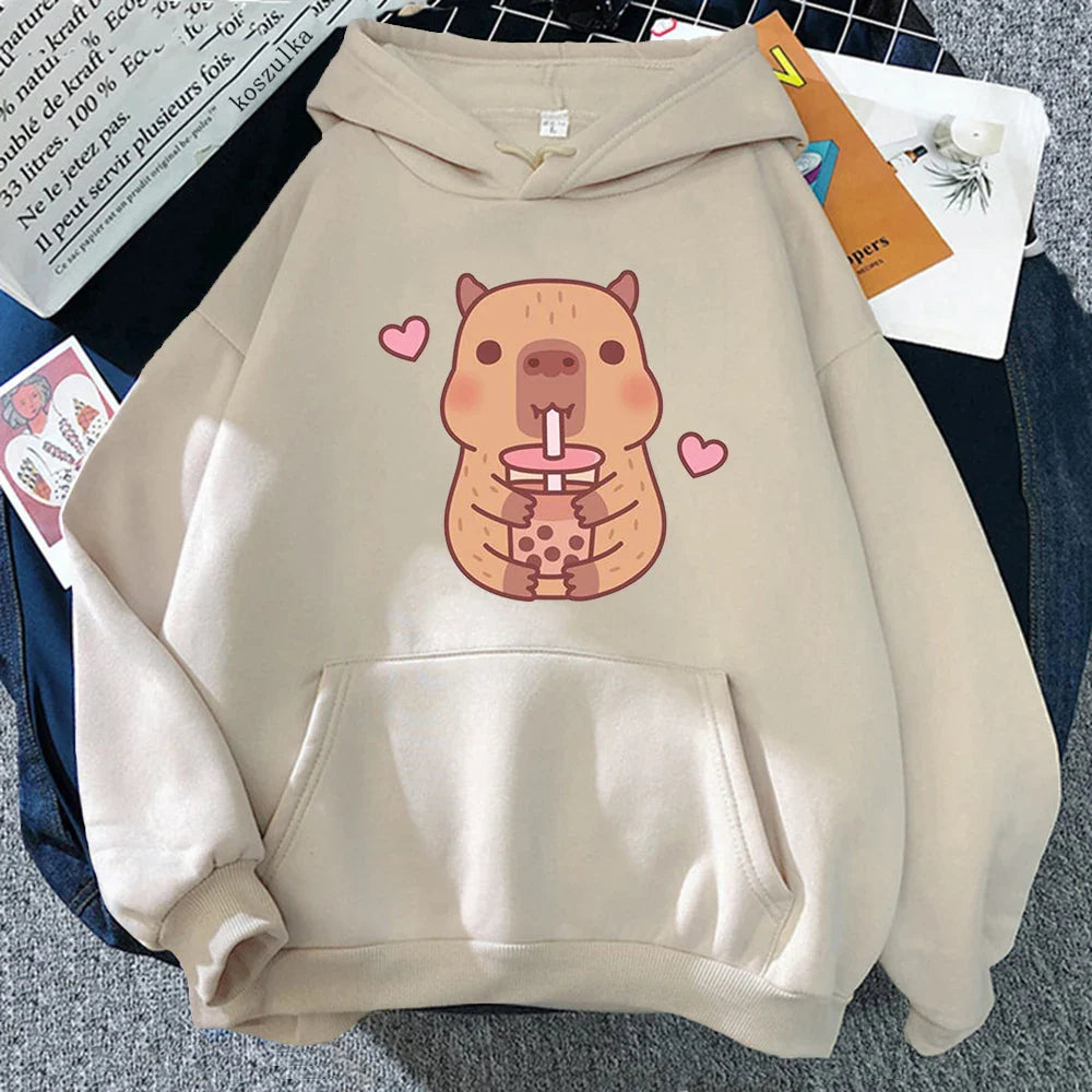 Capybara Hearts Boba Tea Hoodie