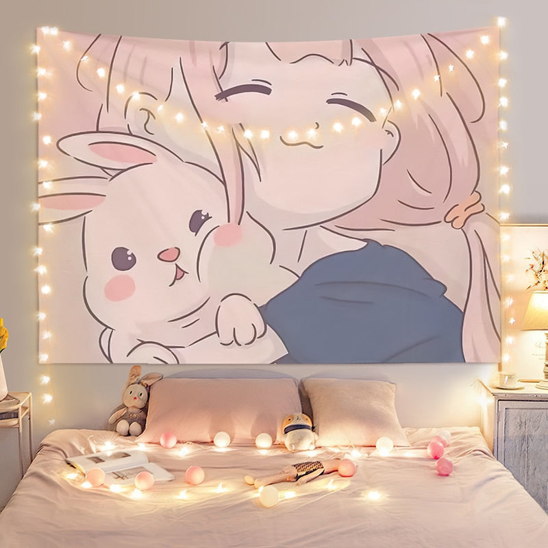 Kawaii Girl Wall Tapestries