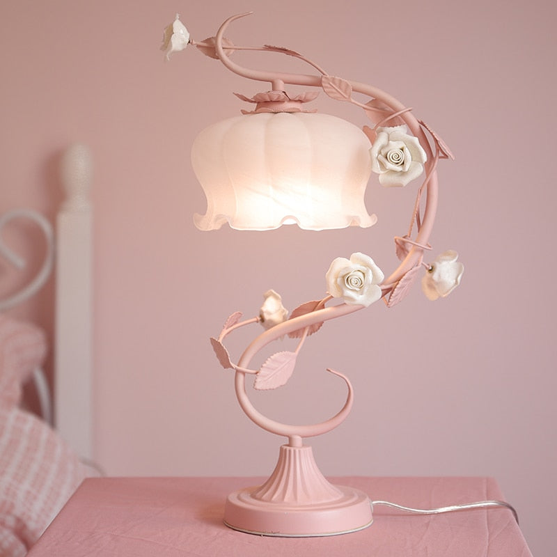 OCOOPA Schreibtischlampe Für Kinder – Blumen-LED-Lampe, Dimmbar, 360° Flexibel, USB-Ladung, 1200 MAh, Mit Stiftehalter – Pink, Augenschonend Handyhalterung Lampe