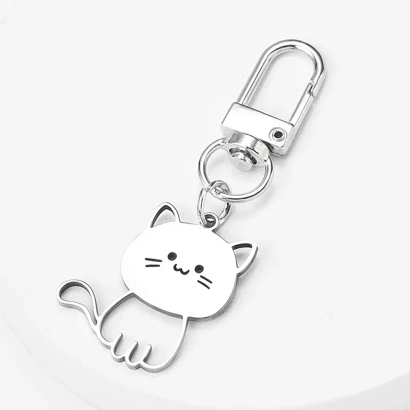 Silvery Cat Kawaii Keychain