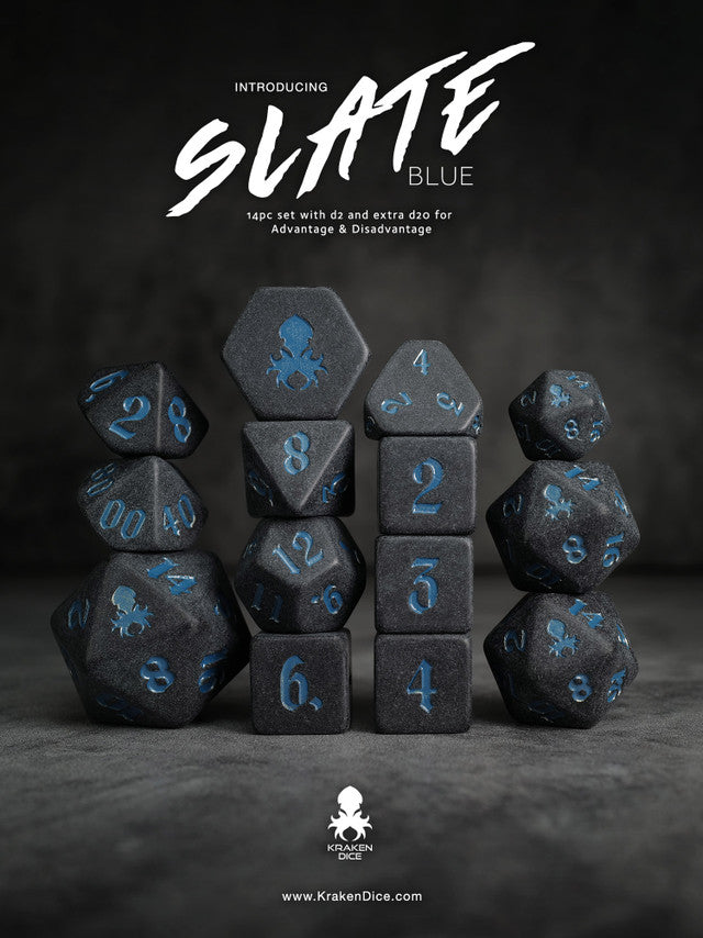 Kraken Slate 14 pc Matte TTRPG Dice Set