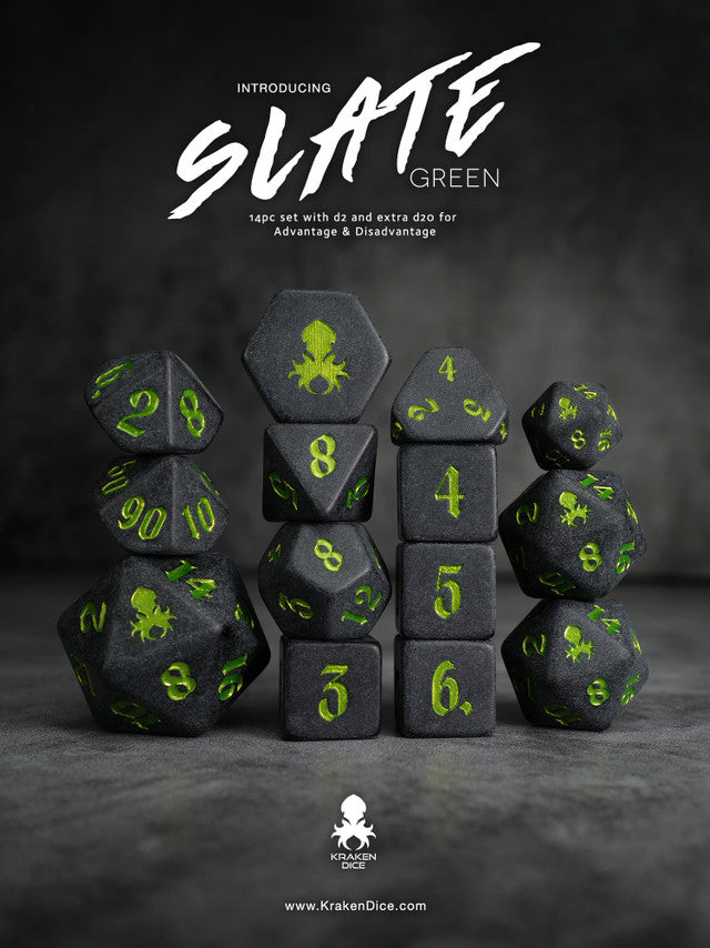 Kraken Slate 14 pc Matte TTRPG Dice Set