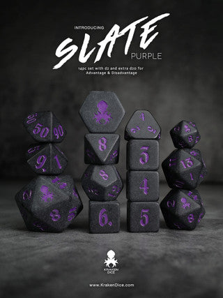 Kraken Slate 14 pc Matte TTRPG Dice Set