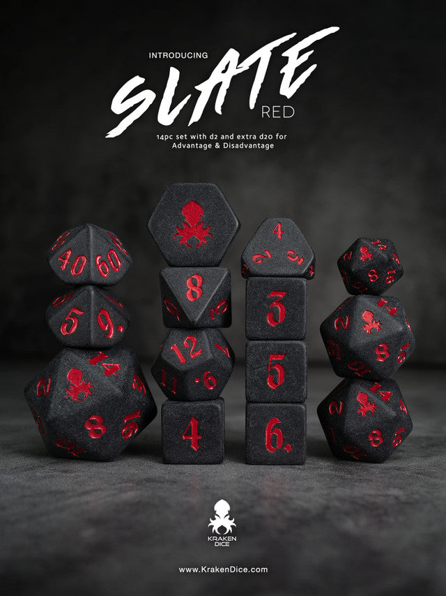 Kraken Slate 14 pc Matte TTRPG Dice Set